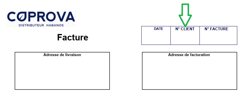 Où trouver le code client sur une facture de Coprova